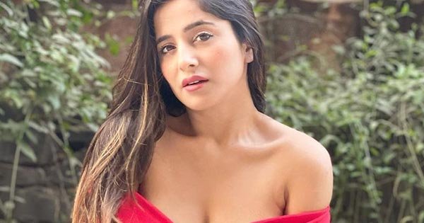 kate sharma cleavage short red outfit