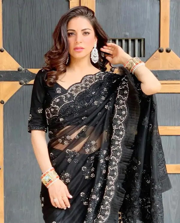shraddha arya black saree tv actress