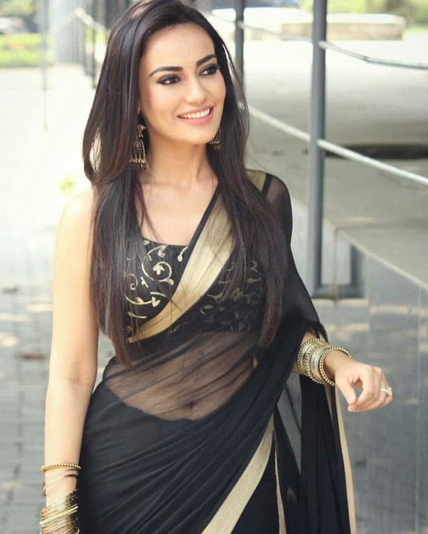 surbhi jyoti black saree naagin actress