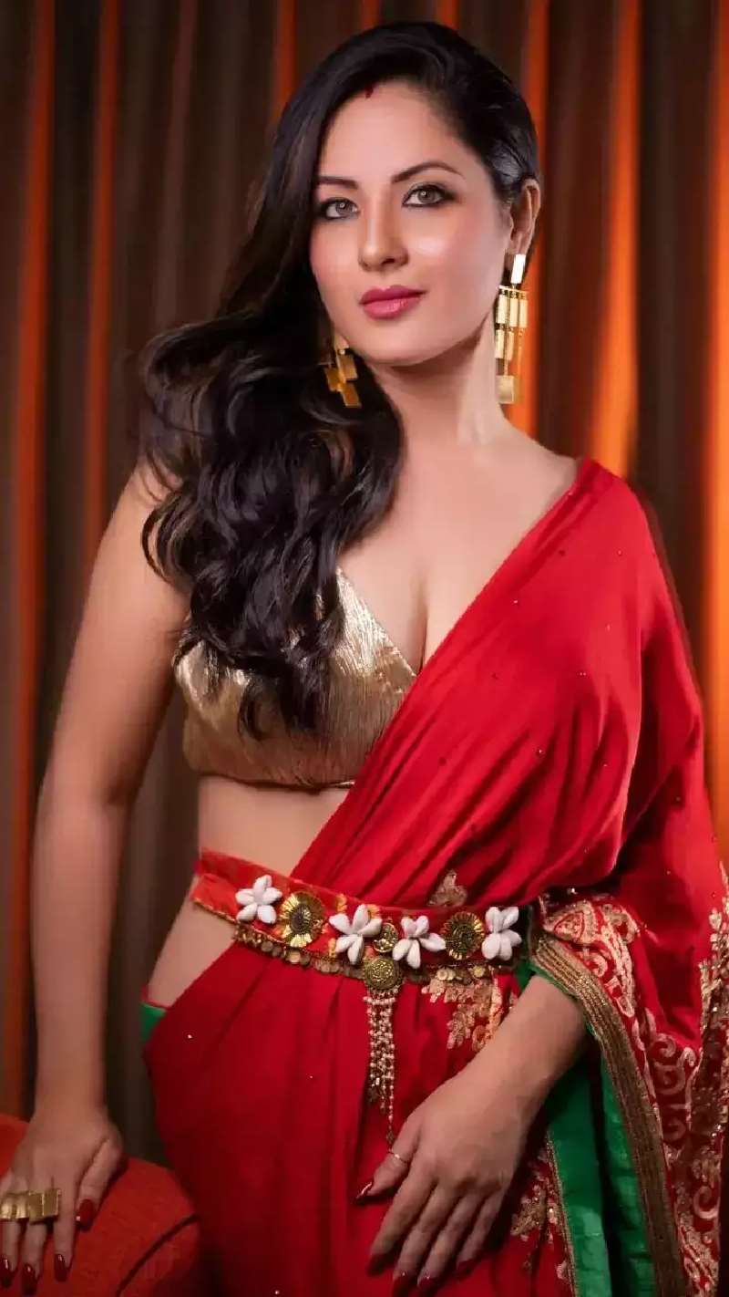 puja banerjee red saree indian tv actress (2)