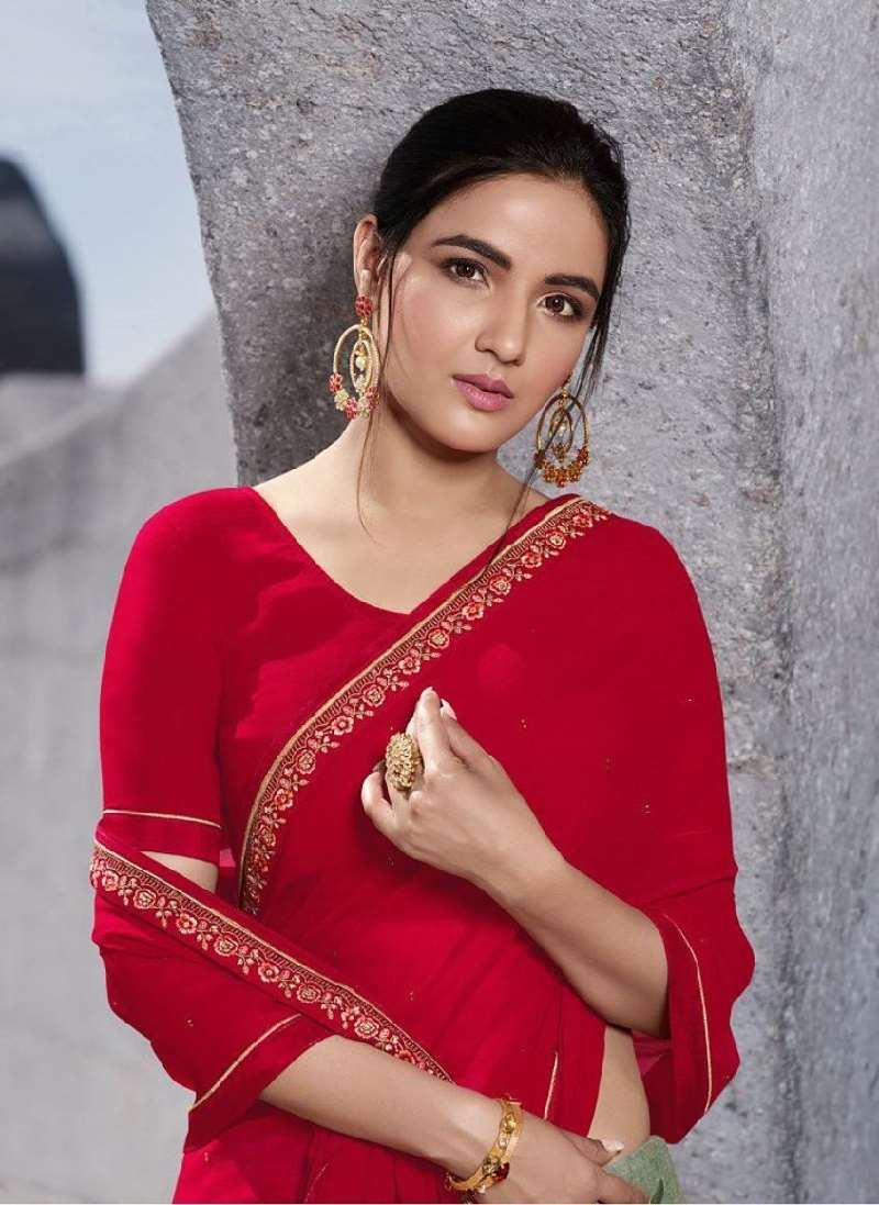 jasmin bhasin red saree indian tv actress 14