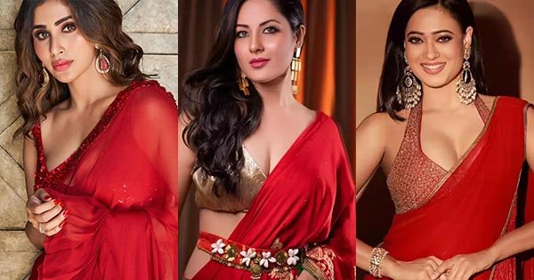 indian tv actress red saree blouse stylish look