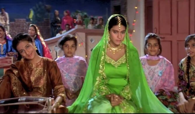 Kajol green sharara ddlj bollywood iconic costume look