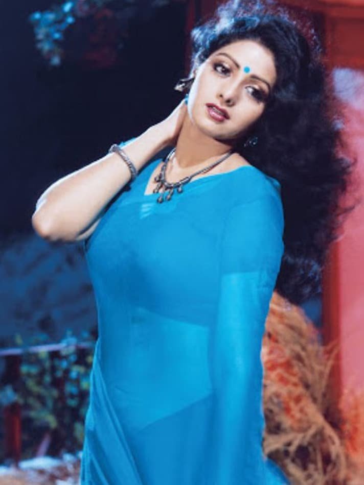 sridevi blue saree bollywood iconic costume look