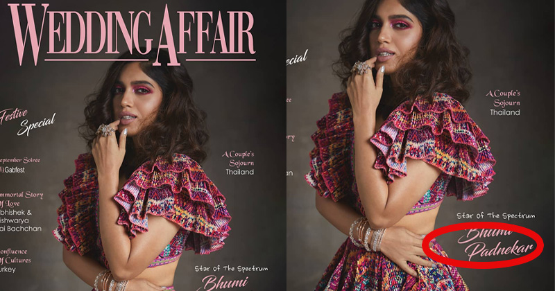 Bollywood actress bhumi pednekar wedding affair magazine cover misspelled name