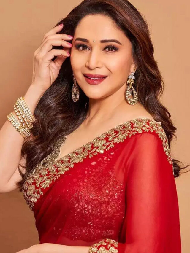 9 Stylish Looks Of Madhuri Dixit In Red Saree And Dresses