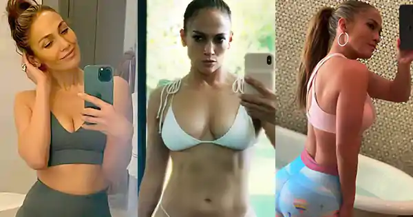 jennifer lopez selfies bikini workout hollywood celebrity