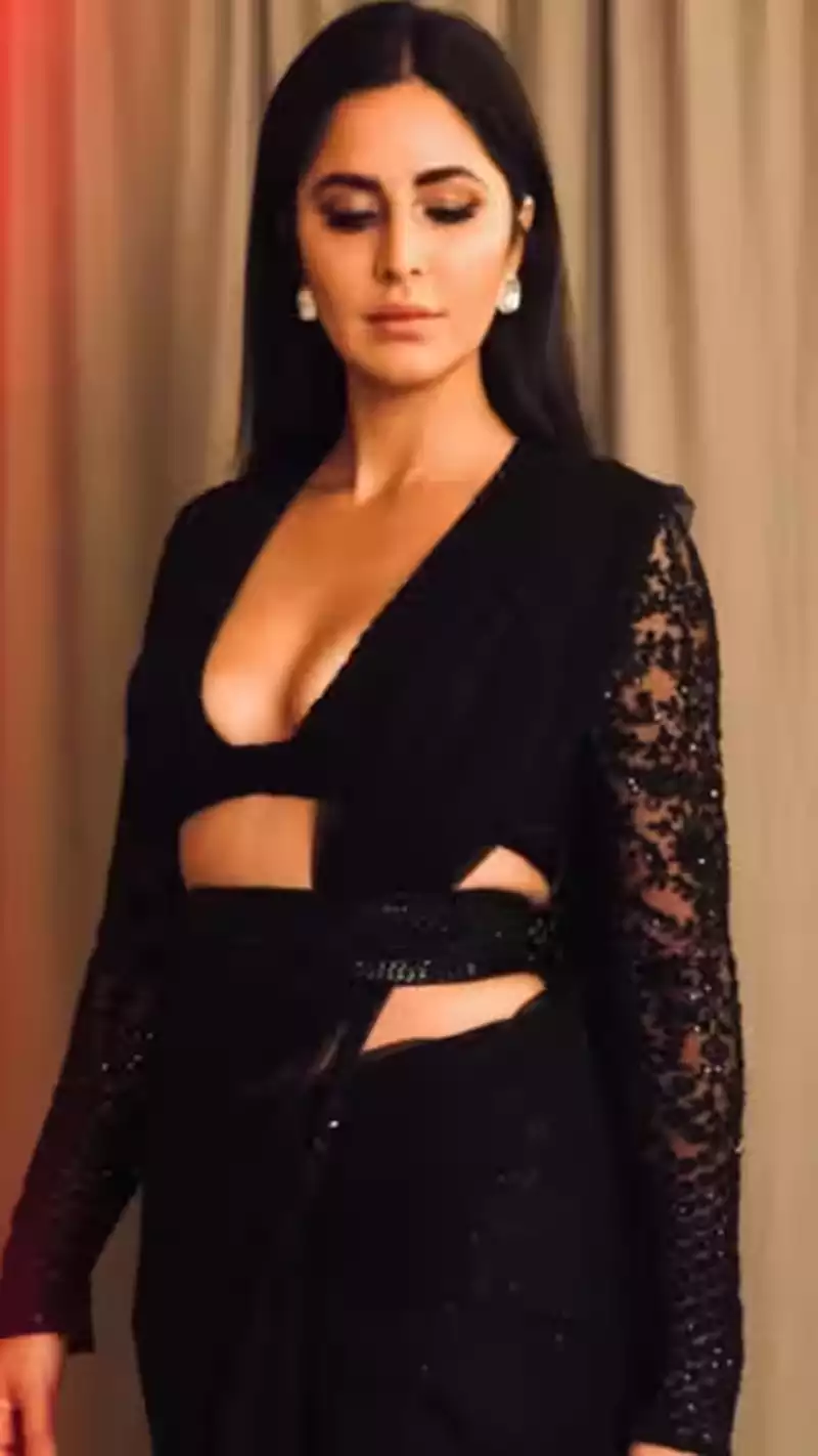 katrina kaif black saree deep neckline blouse indian actress (1)