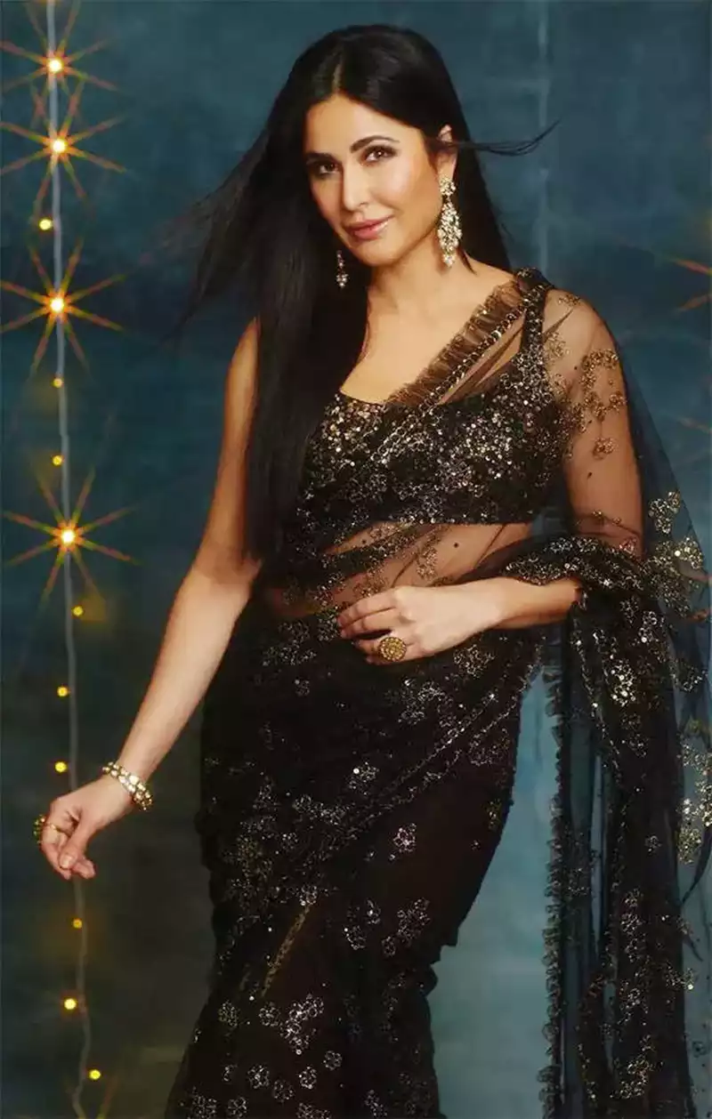 katrina kaif sheer black saree indian actress (9)