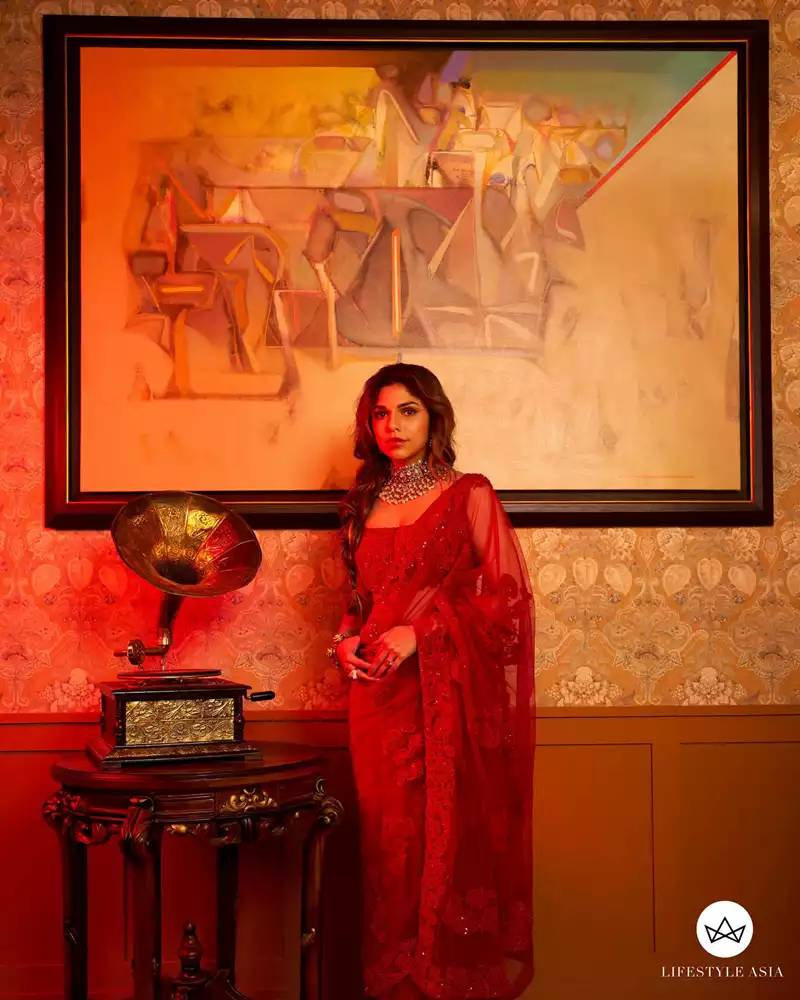 sharmin segal mehta red outfit heeramandi actress