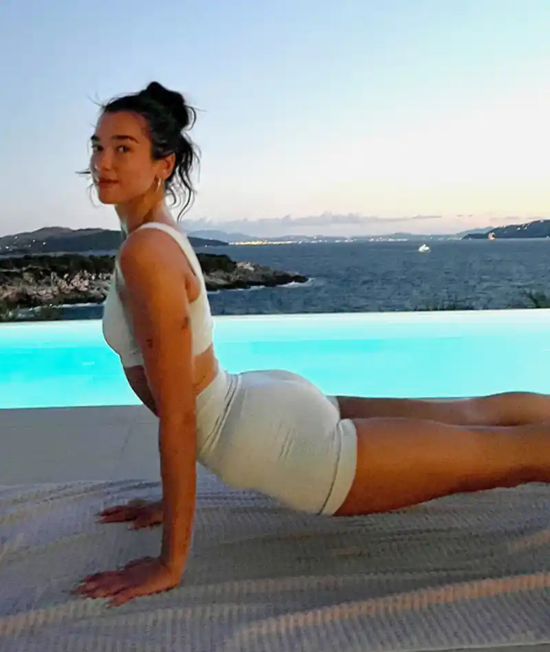 dua lipa yoga hollywood celebrity