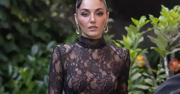 hande ercel sheer black lace dress turkish actress