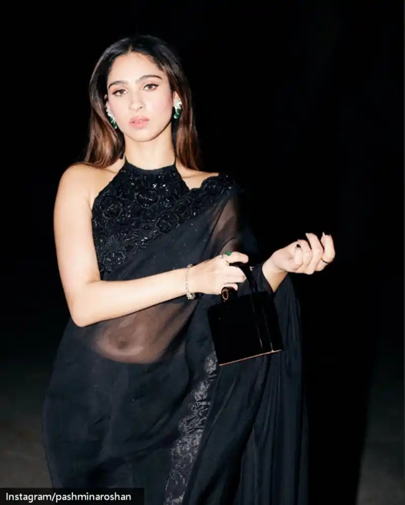 pashmina roshan sheer black saree ishq vishq rebound actress 2